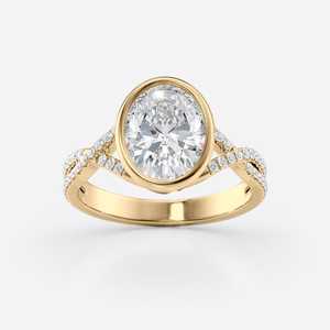 Anillo de banda trenzada sorpresa de diamante de corte ovalado de 1.22CT cultivado en laboratorio de lujo, anillo de promesa de compromiso fino de oro amarillo de 14K para regalo de novia - Product Image 1