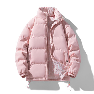 Veste matelassée noire d'hiver personnalisée 2025 pour homme et femme, col montant, design réversible, coupe-vent, respirante, nylon et coton - Product Image 4