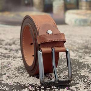 Custom Length Genuine Leather <b>Belts</b> Stainless Steel <b>Buckle</b> <b>Men's</b> Customized Waterproof Eco-Friendly Wholesale Price - Product Image 2