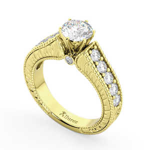 Bague de fiançailles vintage sertie d'un diamant de 1,05 carat en or jaune 18 carats - Product Image 1