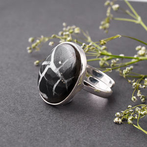 Bague classique en argent Sterling 925 pierre précieuse septarienne naturelle bijoux plaqués argent à la mode pour les mariages anniversaires fêtes - Product Image 3