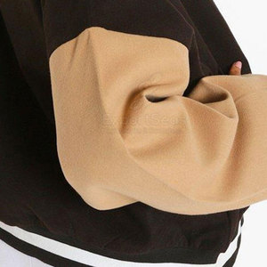 Chaqueta con letras de aspecto clásico con dobladillo acanalado y cuello Chaqueta con letras de calle informal con parche de letras de moda - Product Image 6