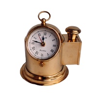 Horloge de station météo nautique antique décorative, horloge en laiton faite à la main sur base en bois, vente en gros