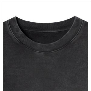 Sudadera de Felpa Francesa de Algodón 100% Negro Lavado Vintage de la Mejor Calidad, Gruesa, Lavada al Ácido, Cuello Redondo, Ecológica, Transpirable, para Invierno - Product Image 3