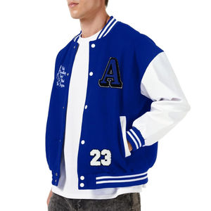 Chaqueta Varsity de Lana para Hombre, Estilo Urbano, con Mangas de Cuero Vacuno Auténtico, Parche Bordado Personalizado, Chaqueta de Invierno - Product Image 4