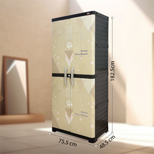 Deluxe Rounded Double Door Plastic Furniture Cabinet/<b>Wardrobe</b>/Closet with <b>Large</b> Storage Organizer for Bedroom Office Living Room - Product Image 4