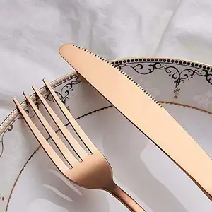 king international Wholesale dinnerware luxury stainless steel knife fork and spoon gold flatware Cutlery Set with gift