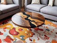 Table à manger de luxe moderne en résine et bois d'acacia, faite à la main, étanche, personnalisable, cadeau pour mariage, retraite, condoléances, Diwali