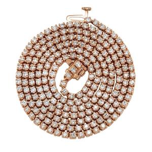 Plata de Ley 925 chapada en oro VVS Moissanite Diamond HipHop Bling Tennis Chain Collar Hombres Mujeres - Product Image 1