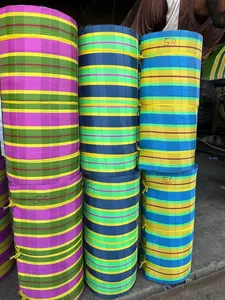 ถุงผ้าไนลอนแบบใช้ซ้ำได้เป็นมิตรกับสิ่งแวดล้อมถุงช้อปปิ้งพร้อมซิป rpet ทอมือกระเป๋าพลาสติกรีไซเคิลลายทางผลิตในอินเดีย - Product Image 3