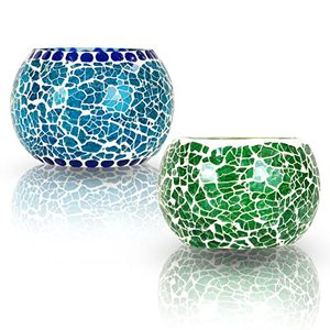 Bougeoir en mosaïque de verre Unique de style nouveau fait à la main de couleur mélangée pour la décoration de la maison pot de bougie fabriqué en Inde - Product Image 3