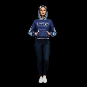 Strass pour vêtements, sweat à capuche décontracté épais en coton pour homme, fermeture éclair intégrale avec strass - Product Image 3