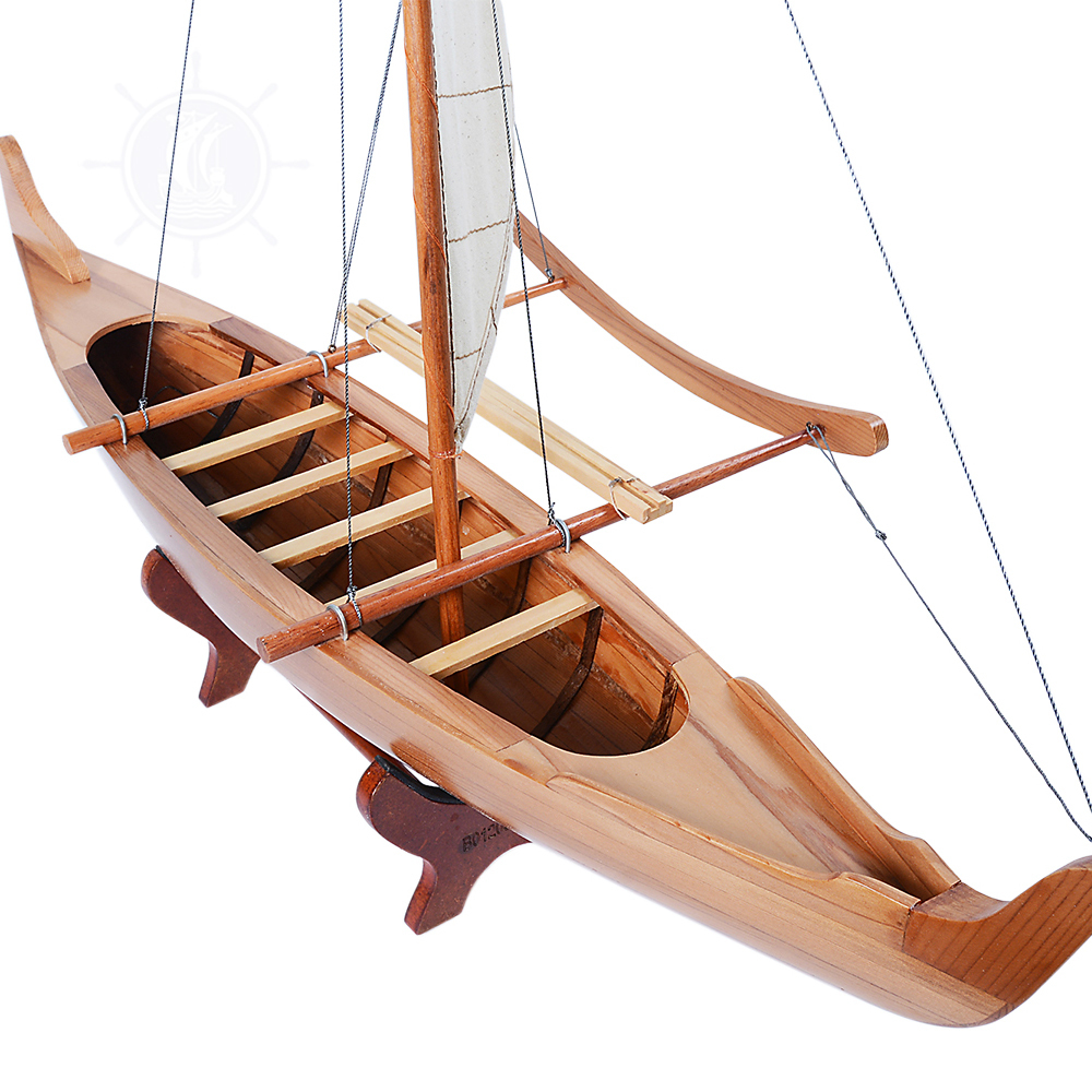 ハワイアンカヌー模型船 60cm 手作り杉材木製航海塗装済みベトナム 