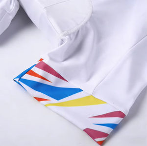 Traje de Ciclismo Profesional con Ajuste Ergonómico, Estampado Geométrico Vibrante, Transpirable y Acolchado para Carreras de Carretera y Eventos de Triatlón - Product Image 6