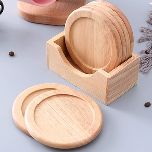 ถาดรองแก้วไม้ทำจากไม้ธรรมชาติทรงกลมใช้สำหรับเสิร์ฟชาเครื่องดื่มน้ำผลไม้อุปกรณ์ตกแต่งโต๊ะ - Product Image 6