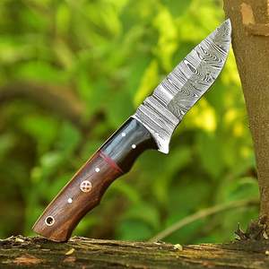 Couteau de chasse artisanal de haute qualité en acier Damas, style européen, manche en bois, couteau à dépecer DIY, utilisation extérieure, service OEM disponible - Product Image 2