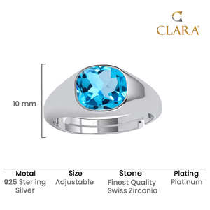Anillos de Plata de Ley 925 de Primera Calidad para Hombre, Diseño Geométrico con Piedras de Topacio y Circonio, Chapado en Oro y Rodio, Joyería con Incrustaciones - Product Image 5