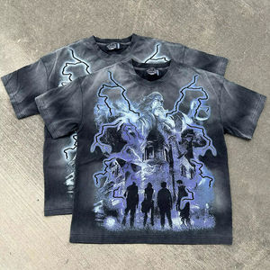 Camiseta para hombre Custom DTG Printing Logo 100% Cotton Washed T-shirt Vintage Acid/Sun Faded Wash T-shirts - Product Image 1