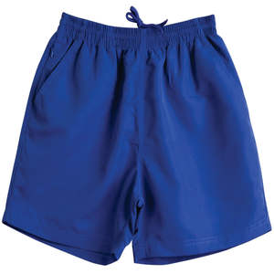 Pantalones cortos deportivos de microfibra azul de alta calidad cómodos y elásticos con técnica de impresión por sublimación - Product Image 1