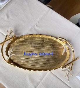 Bandeja de Metal de espejo cuadrado de lujo, bandeja decorativa de Metal de acero inoxidable con acabado brillante dorado, bandeja decorativa en relieve para el hogar y el Hotel - Product Image 5