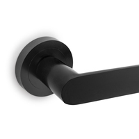 Emuca Juego de Tiradores de Puerta y Ventana de Aluminio, Roseta de 50mm, Color Negro, para Puertas Interiores Bunbury Modelo España 9172014