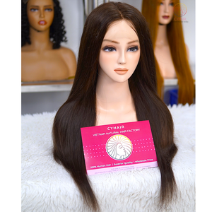 2024 meilleure vente droite naturelle vietnamienne cheveux bruts 180% densité pleine dentelle perruque transparente dentelle cheveux perruque droite - Product Image 3