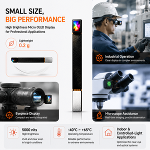 Micro OLED couleur pleine résolution 640x400, interface MIPI, 5000 nits, 0,23 pouce, pour écrans proches de l'œil, EVF, HMD, systèmes optiques AR - Product Image 5