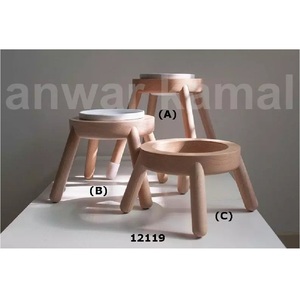 Cuenco de acero inoxidable con soporte de madera para perro, alimentador - Product Image 1