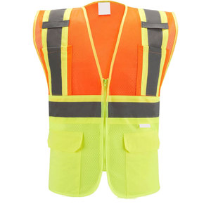 Logotipo personalizado Chaleco de seguridad de alta visibilidad Ropa de construcción Ropa DE TRABAJO Chaqueta con cierre de cremallera Hecho de poliéster - Product Image 1