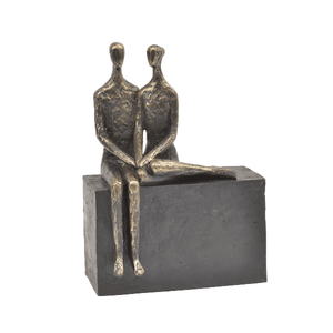 Escultura de parejas sentadas de bronce Objeto decorativo y de regalo Estatuilla de humanos sólidos fundida Objeto de escultura personalizado - Product Image 3