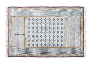Tapis de travail à bordure en zigzag Tapis d'impression Jaipuri unique pour le salon à la maison et l'utilisation occasionnelle du festival de voiture - Product Image 2