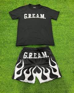 Ensemble de shorts élégants personnalisés pour hommes 2025 Nouveau logo imprimé Ensemble de chemises courtes 100% coton Ensembles de t-shirts élégants pour l'été - Product Image 4