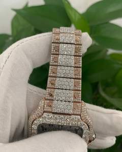 Different Shapes Studded Square Dial Iced Out <b>Watch</b> / Dual Color Tone Hip Hop Rapper Automatic <b>Wrist</b> Luxurious <b>Watch</b> - Product Image 3