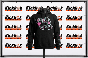 Sudadera con capucha negra para hombre con estampado de corazón rosa y globo terráqueo, ropa casual de calle para otoño, corte regular, algodón French Terry - Product Image 1