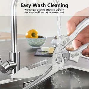 Ciseaux de cuisine en acier inoxydable 3CR, 1 pièce, ciseaux à os robustes automatiques, poignée ergonomique lisse, outil essentiel pour la maison, usage intensif - Product Image 6