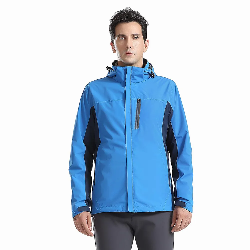 New Rain Jackets For Outdoor Hiking Waterproof Zipper Closure Hooded Front Pocket Lightweight Windbreaker Coats