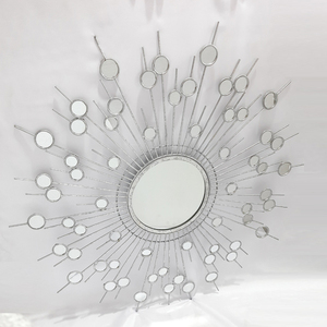 Espejo de Pared Redondo de Metal Dorado, Estilo Elegante, Hecho a Mano, Decoración de Pared para el Hogar - Product Image 3