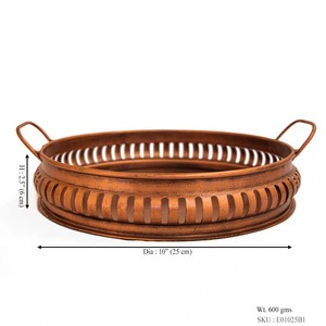 ถาดทองแดงสไตล์วินเทจที่หรูหราพร้อมวัสดุรีไซเคิลสำหรับการตกแต่งแบบอินเดียดั้งเดิม - Product Image 2