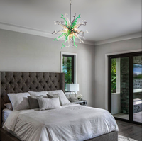 Lustres Sputnik LONGREE en verre soufflé à la main vert, luminaires de plafond pour salon, chambre à coucher, bureau