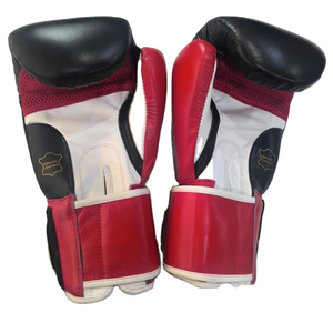 ถุงมือชกมวยหนังแท้คุณภาพสูง สีดำแดง น้ำหนักเบา แบบเต็มนิ้ว สำหรับฝึกซ้อม MMA และชกมวย - Product Image 3