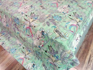 Couvre-lit fait main en coton indien Kantha imprimé animaux, couette Queen Kantha, couvre-lit décoratif pour la maison taille 90x108 - Product Image 5