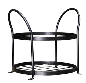 Porte-bûches en métal noir à 2 niveaux avec style unique Parfait pour le stockage du bois de qualité Organisation du bois de chauffage intérieur et extérieur - Product Image 1