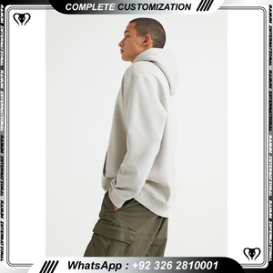 Sweat à capuche surdimensionné en coton éponge française 400gsm personnalisé de haute qualité Épaule tombante en polaire épaisse avec motif brodé pour l'hiver - Product Image 4