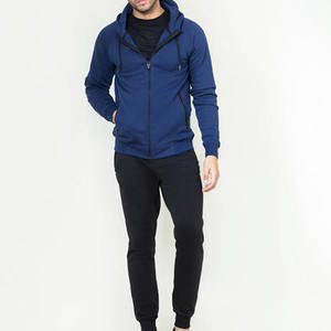 Ensemble de survêtement décontracté deux pièces à capuche zippé pour le sport et l'entraînement – Sweat-shirt et pantalon de survêtement à motif uni - Product Image 6