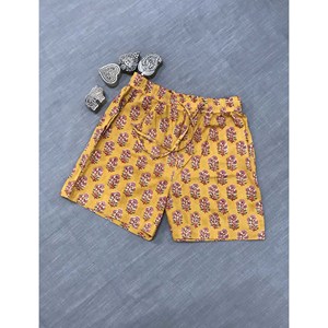 กางเกงขาสั้นผ้าฝ้ายพิมพ์ลายบล็อก 100% - ไซส์เล็ก ระบายอากาศได้ดี เอวกลาง ตกแต่งด้วยลวดลาย - Product Image 2