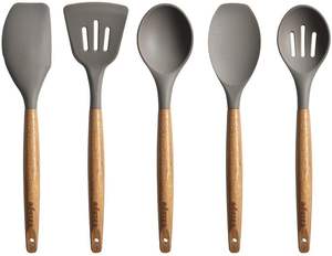 Spatule de cuisine confortable en bois et résine avec support – Ustensile de cuisine naturel pour une utilisation optimale - Product Image 3