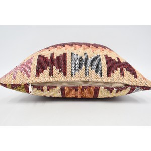 Oreiller en laine rouge de luxe 16x16 pouces géométrique Vintage motif moelleux tissé Technique literie portable pour coussins décoratifs - Product Image 5