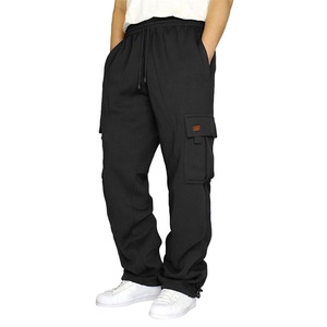Pantalones de chándal informales estilo Hip Hop con cintura elástica para hombre, pantalones Cargo sueltos con decoración de rayas laterales, pantalones de pierna ancha para exteriores - Product Image 1