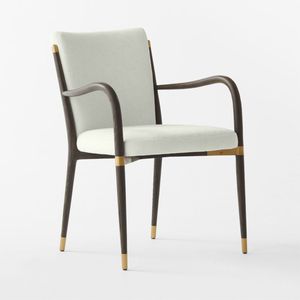 Chaise de salle à manger de luxe Artisan avec cadre en bois massif, design élégant et coussin rembourré en peluche blanc avec accent doré - Product Image 5