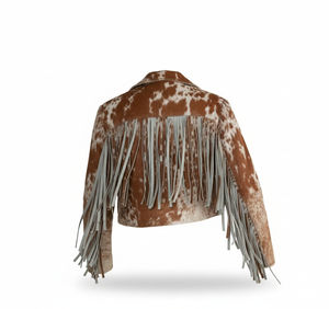 Chaqueta de Cuero Vaquera Marrón para Hombre, Estilo Bomber, con Flecos de Gamuza Vintage de Lujo Occidental, con Logotipo Frontal, Nueva - Product Image 2